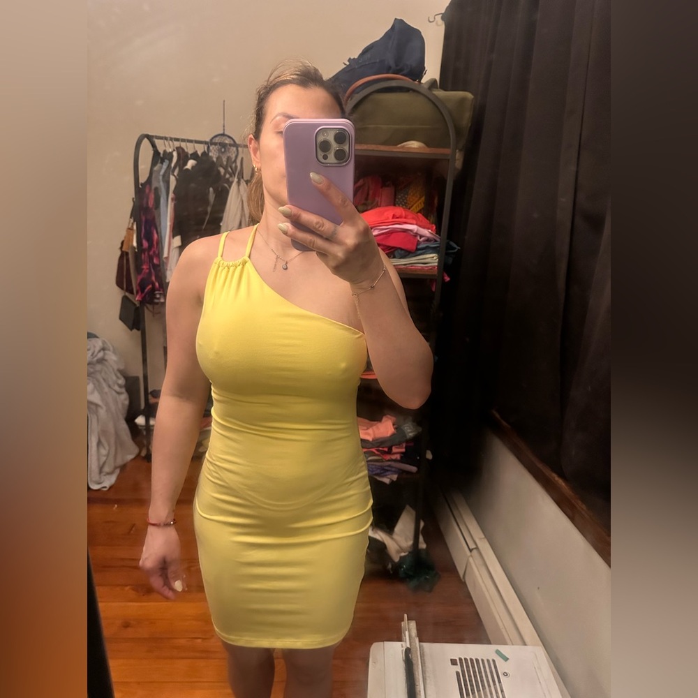Yellow One-Shoulder Dress